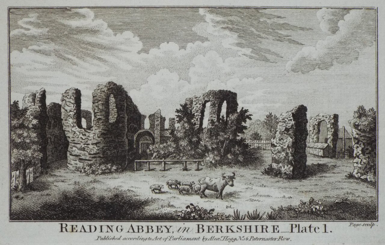 Print - Reading Abbey, in Bedfordshire - Plate 1. - 